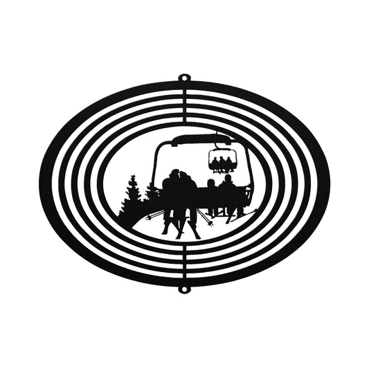 PERSONALIZED SKIING FAMILY WIND SPINNER - 2 SKIING PARENTS, 2 SKIING CHILDREN- MADE IN THE USA 🇺🇸 - Powderaddicts