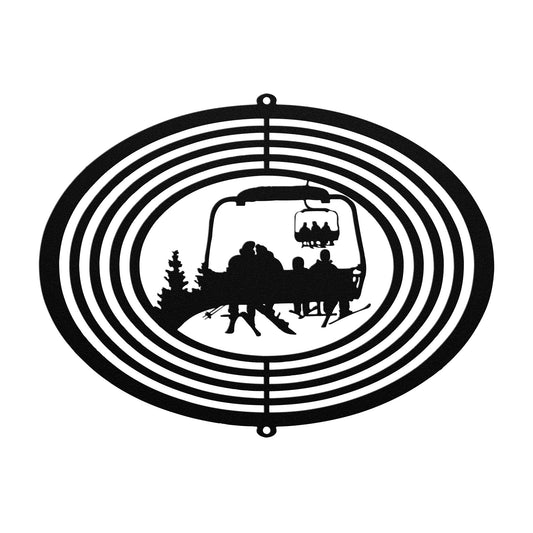 PERSONALIZED WIND SPINNER - 1 Skiing Dad, 1 Snowboarding Mom, 2 Skiing Children - MADE IN THE USA 🇺🇸 - Powderaddicts