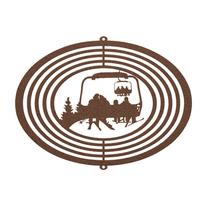 PERSONALIZED WIND SPINNER - 1 Skiing Dad, 1 Snowboarding Mom, 2 Skiing Children - MADE IN THE USA 🇺🇸 - Powderaddicts