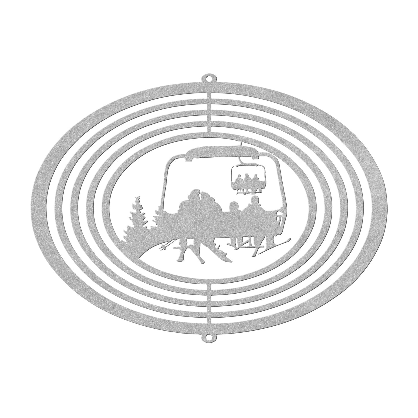 PERSONALIZED WIND SPINNER - 1 Skiing Dad, 1 Snowboarding Mom, 2 Skiing Children - MADE IN THE USA 🇺🇸 - Powderaddicts