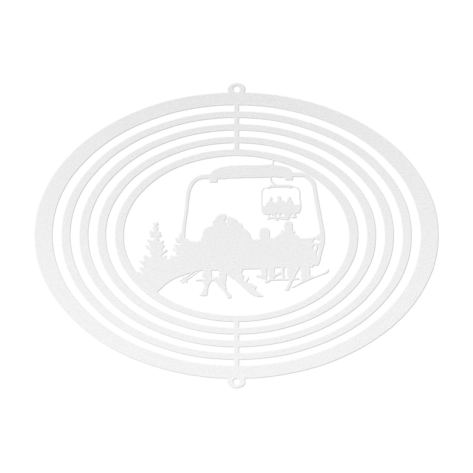 PERSONALIZED WIND SPINNER - 1 Skiing Dad, 1 Snowboarding Mom, 2 Skiing Children - MADE IN THE USA 🇺🇸