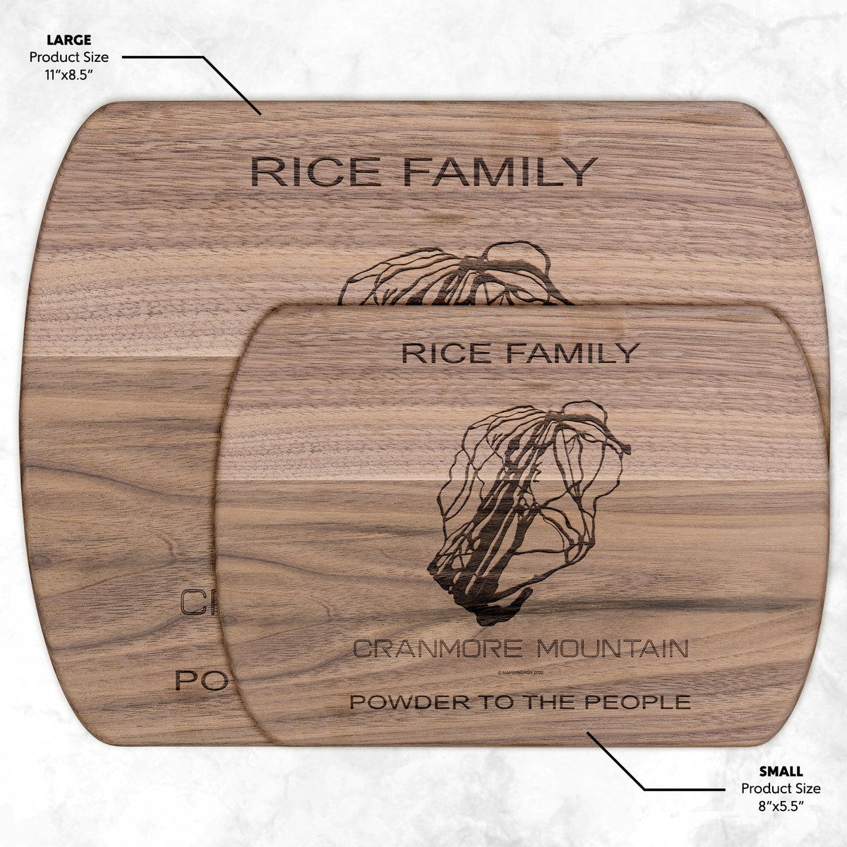 PERSONALIZED  Cranmore Mountain, New Hampshire SKI TRAIL MAP CUTTING BOARD