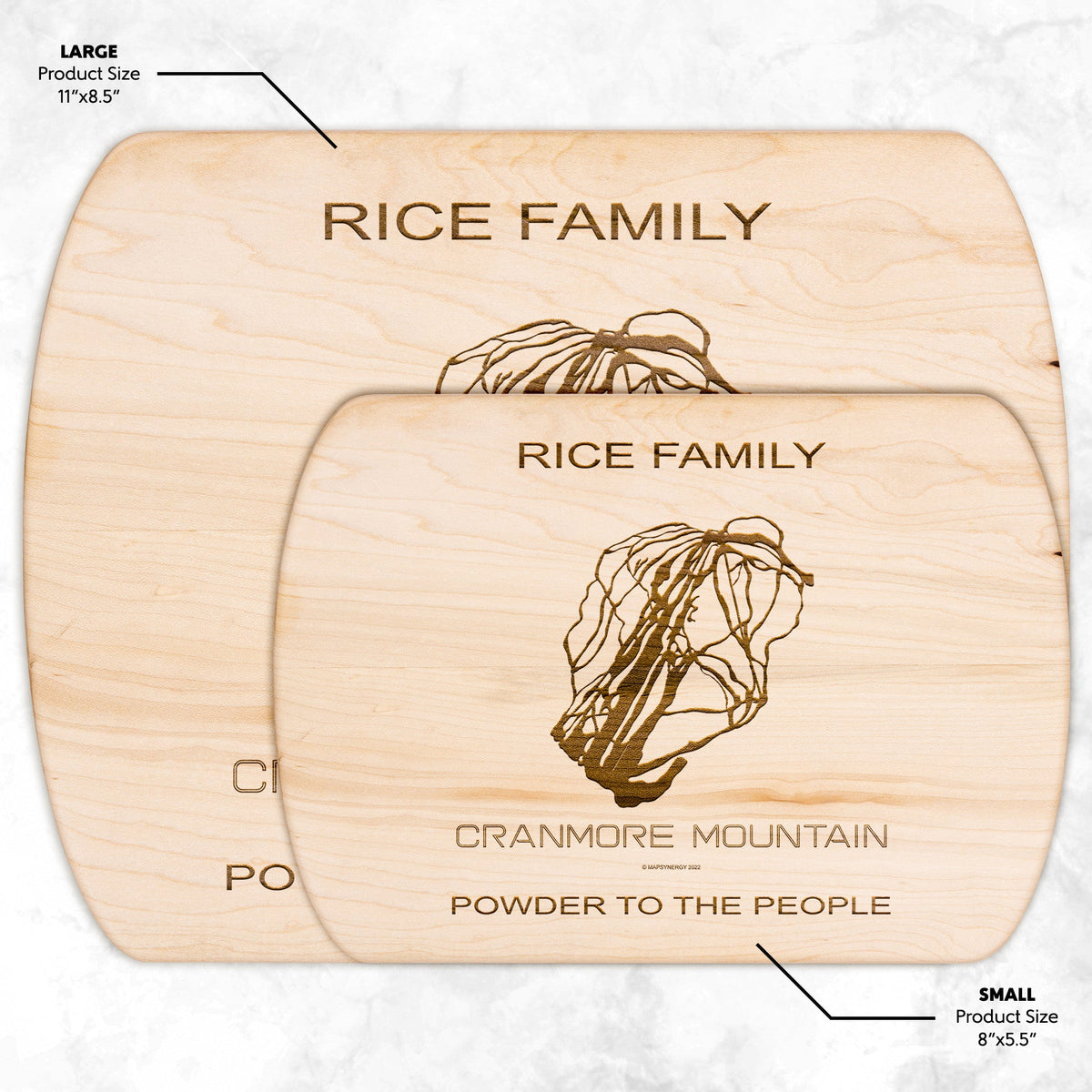 PERSONALIZED  Cranmore Mountain, New Hampshire SKI TRAIL MAP CUTTING BOARD