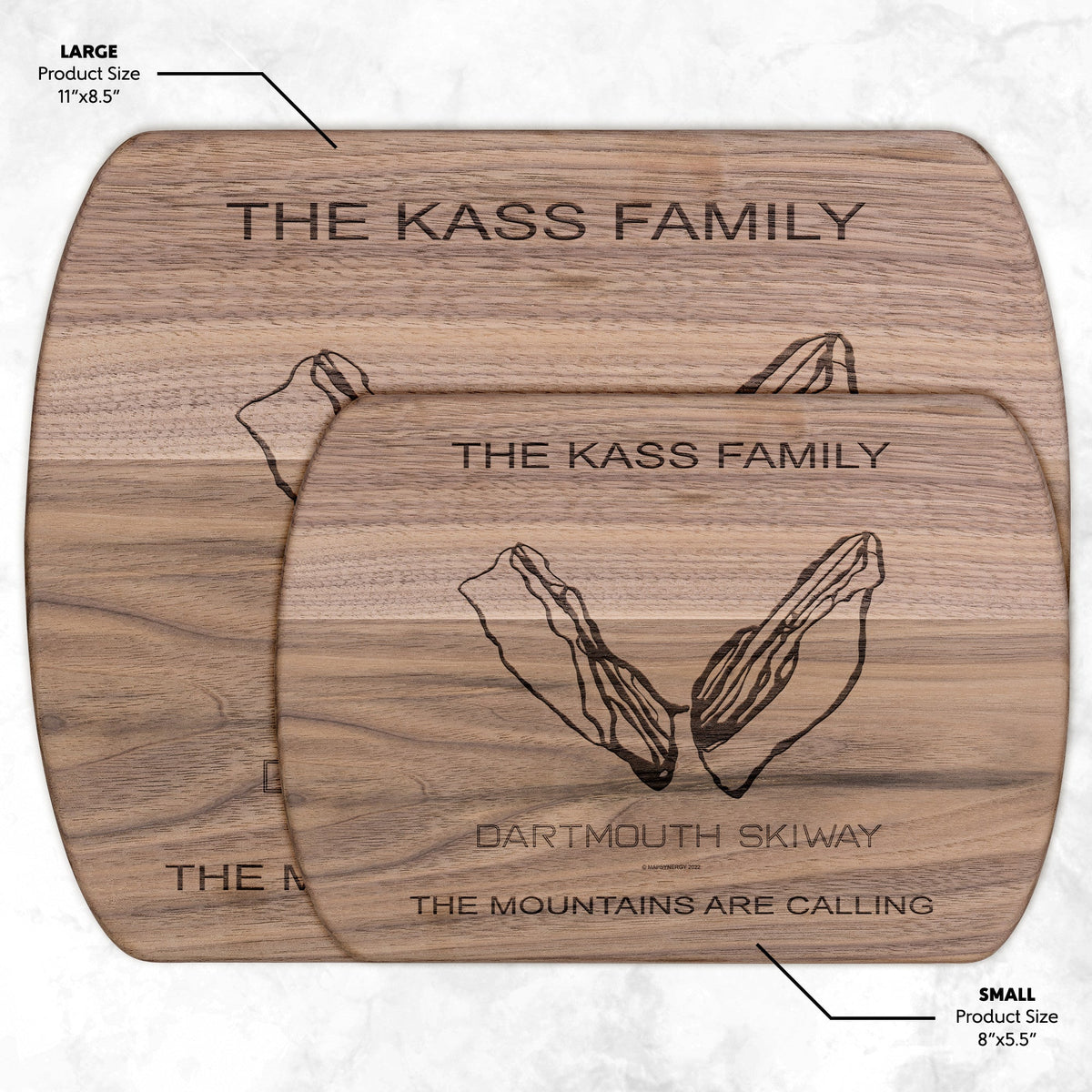 PERSONALIZED  Dartmouth Skiway, New Hampshire SKI TRAIL MAP CUTTING BOARD