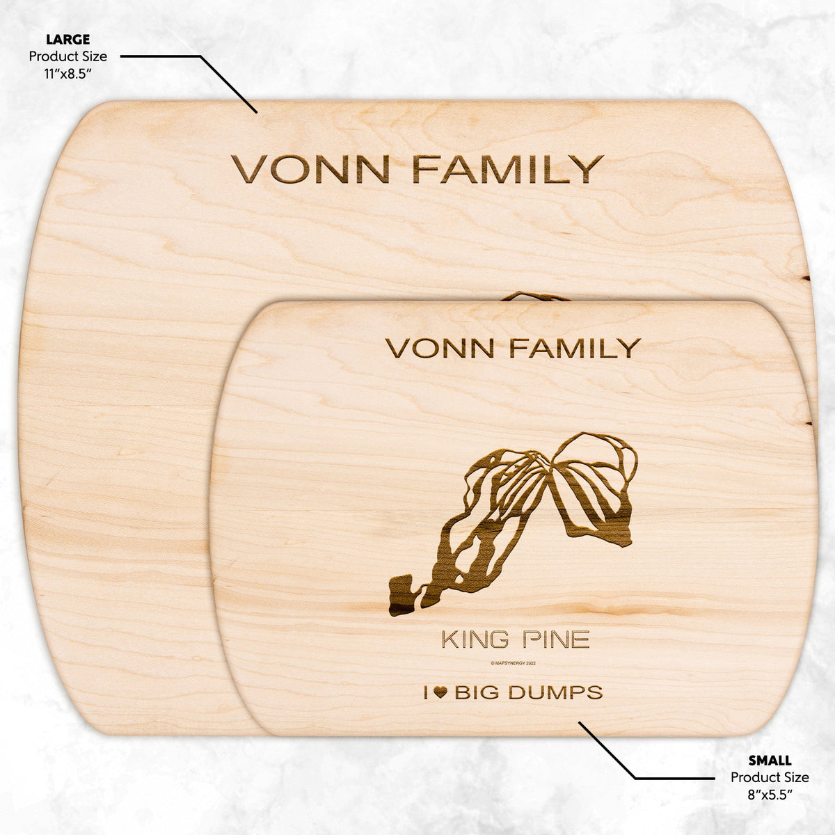 PERSONALIZED  King Pine, New Hampshire SKI TRAIL MAP CUTTING BOARD