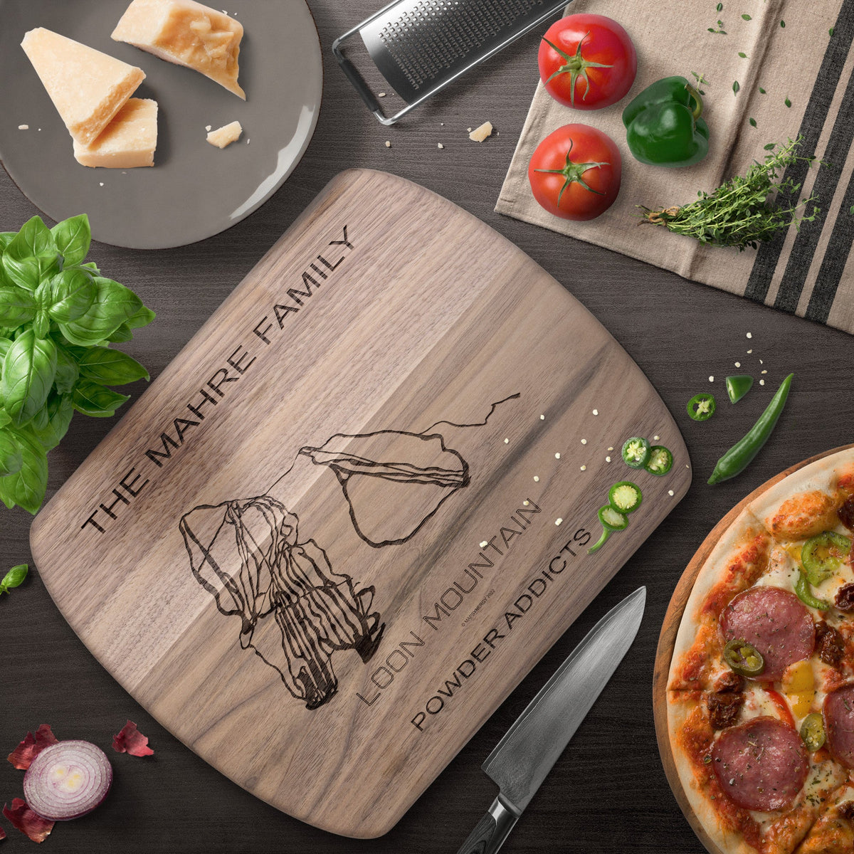 PERSONALIZED  Loon Mountain, New Hampshire SKI TRAIL MAP CUTTING BOARD