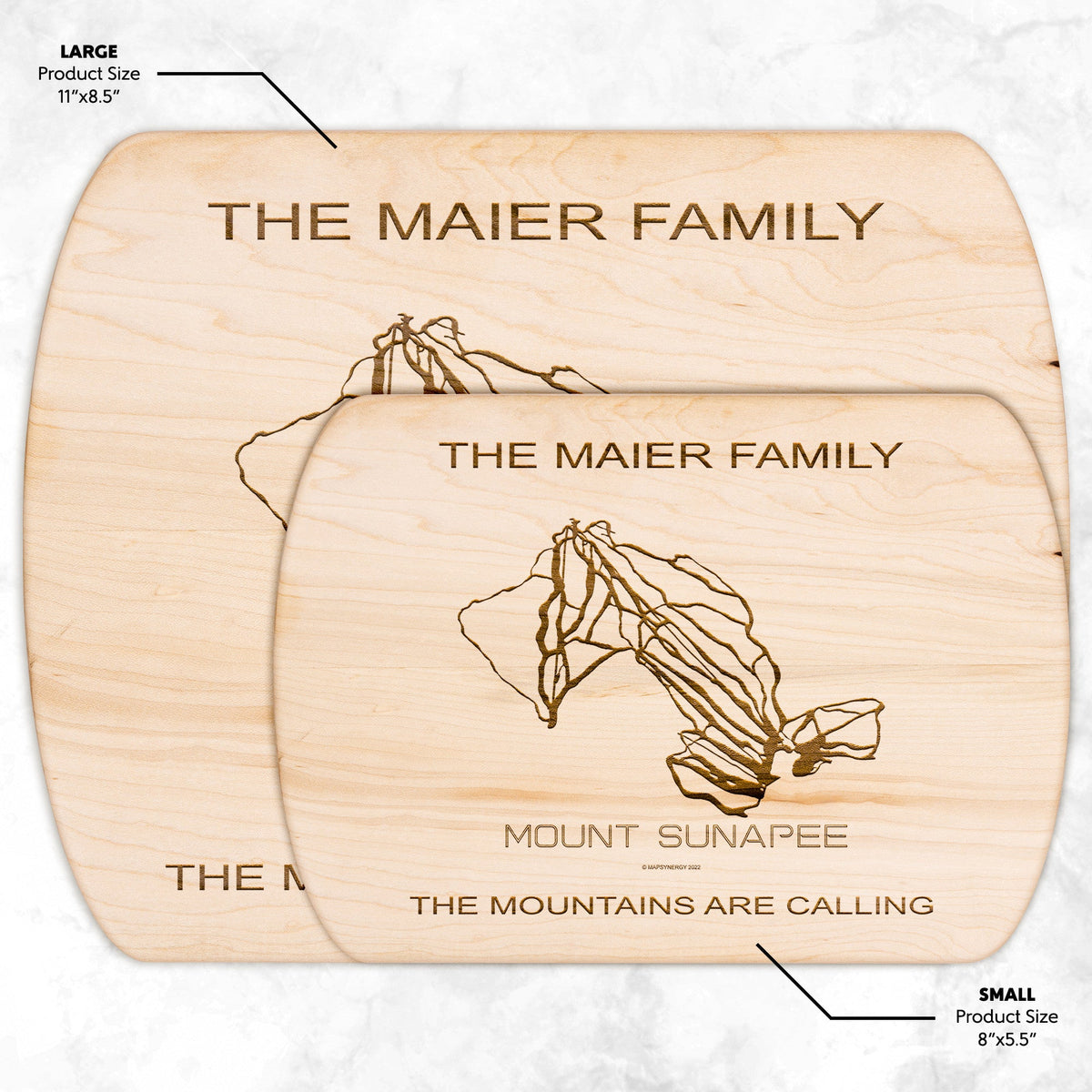 PERSONALIZED  Mount Sunapee, New Hampshire SKI TRAIL MAP CUTTING BOARD