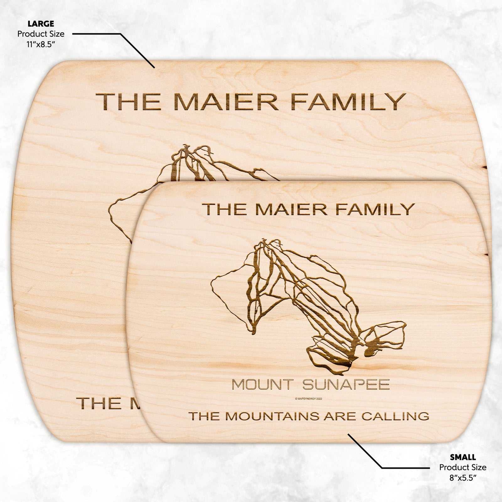 PERSONALIZED  Mount Sunapee, New Hampshire SKI TRAIL MAP CUTTING BOARD