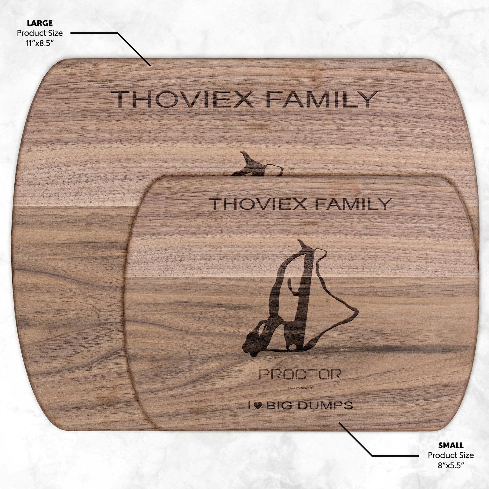 PERSONALIZED  Proctor, New Hampshire SKI TRAIL MAP CUTTING BOARD