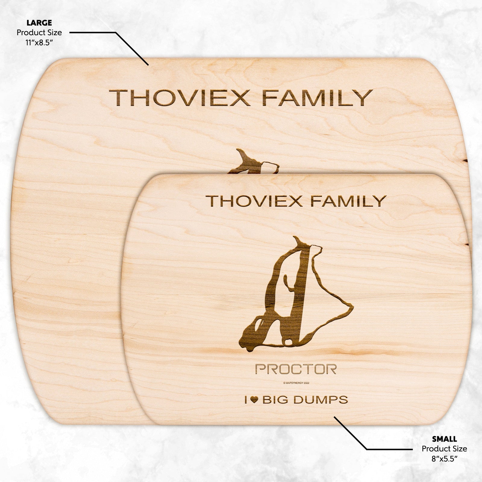 PERSONALIZED  Proctor, New Hampshire SKI TRAIL MAP CUTTING BOARD