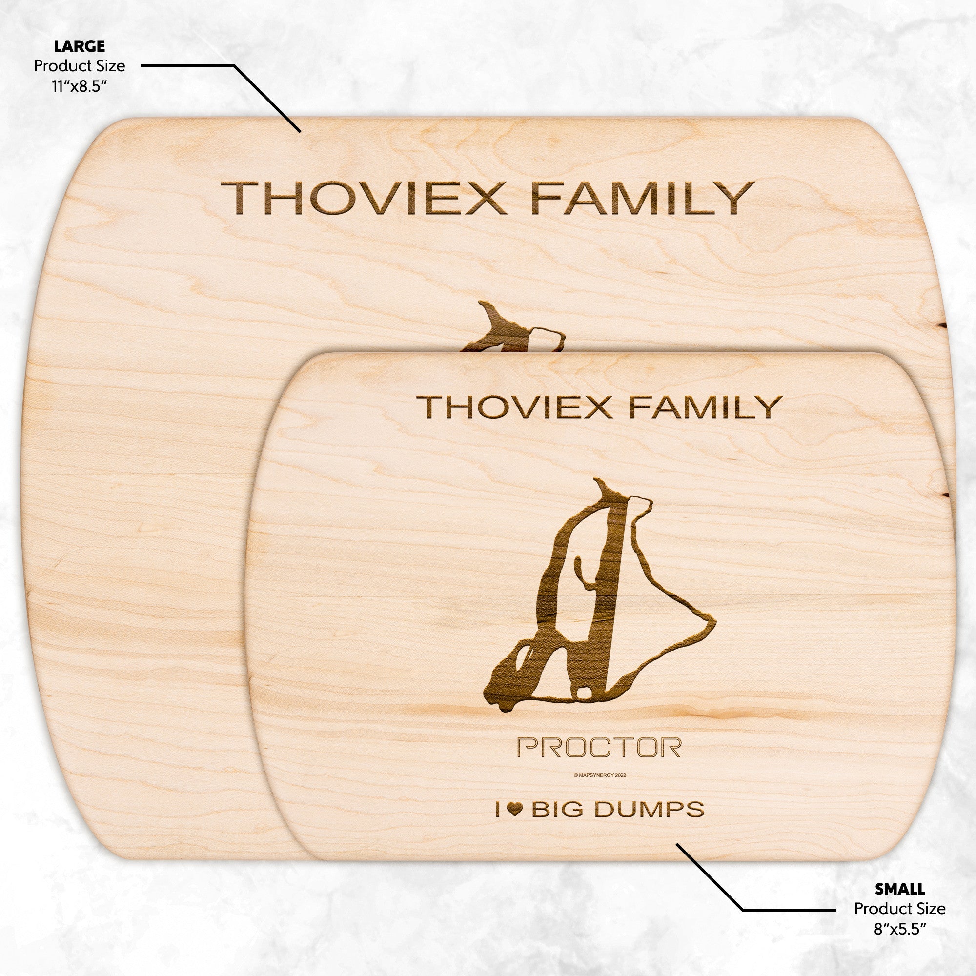 PERSONALIZED  Proctor, New Hampshire SKI TRAIL MAP CUTTING BOARD