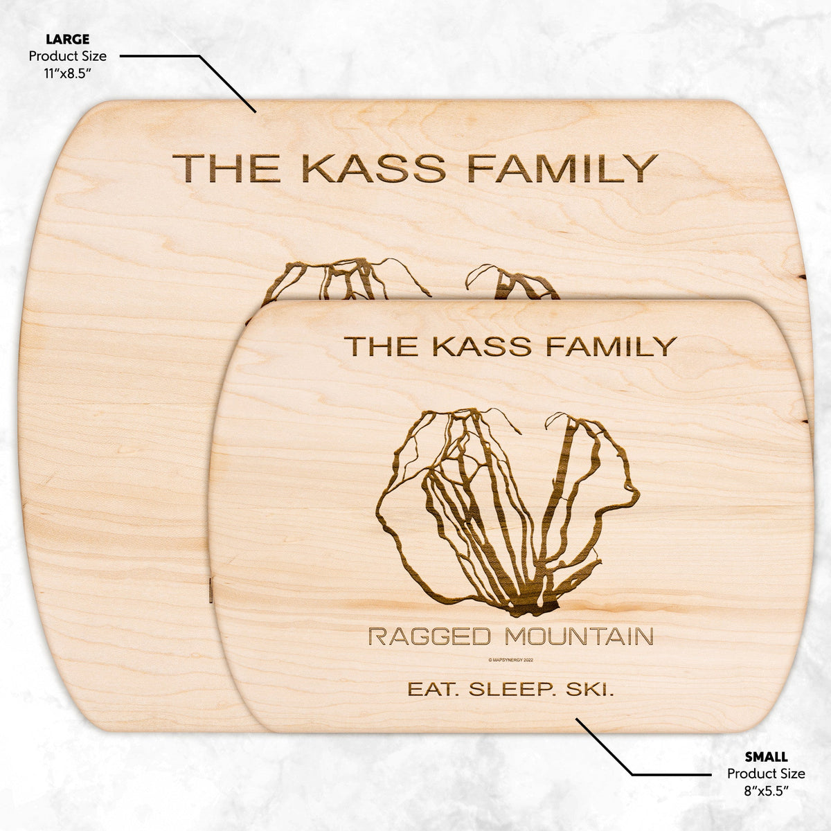 PERSONALIZED  Ragged Mountain, New Hampshire SKI TRAIL MAP CUTTING BOARD