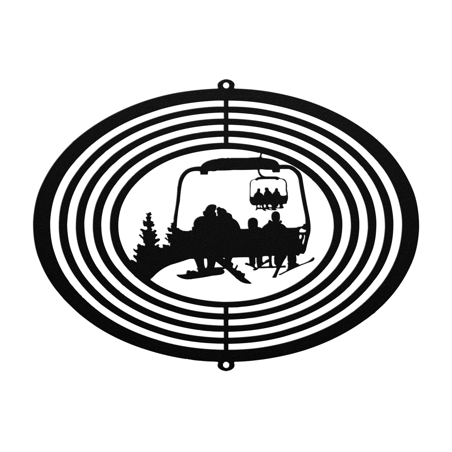 PERSONALIZED  WIND SPINNER -Snowboarding Parents And 2 SKIING Children - MADE IN THE USA 🇺🇸