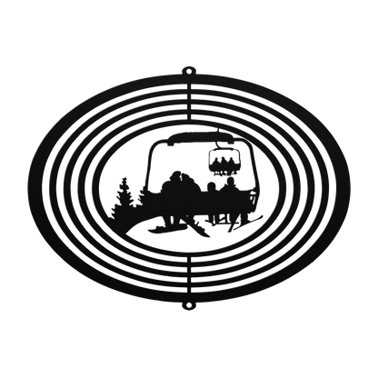 PERSONALIZED  WIND SPINNER -Snowboarding Parents And 2 SKIING Children - MADE IN THE USA 🇺🇸