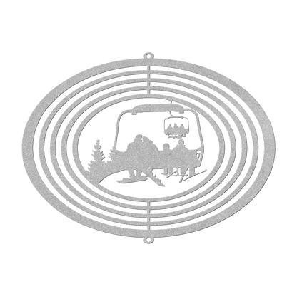 PERSONALIZED  WIND SPINNER -Snowboarding Parents And 2 SKIING Children - MADE IN THE USA 🇺🇸