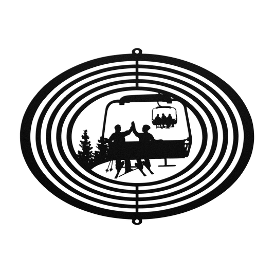 PERSONALIZED  WIND SPINNER - 2 SKIING  FRIENDS- MADE IN THE USA 🇺🇸 - Powderaddicts