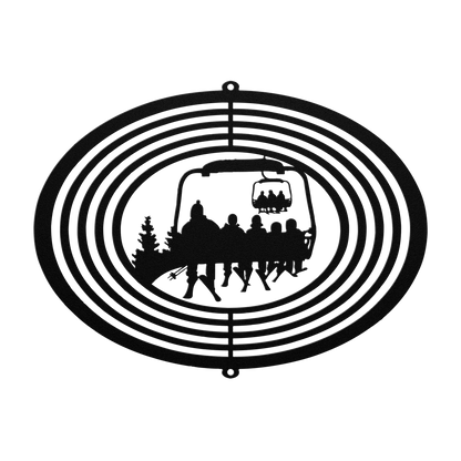 PERSONALIZED WIND SPINNER - 1 SKIING PARENT, 4 SKIING Children - MADE IN THE USA 🇺🇸 - Powderaddicts