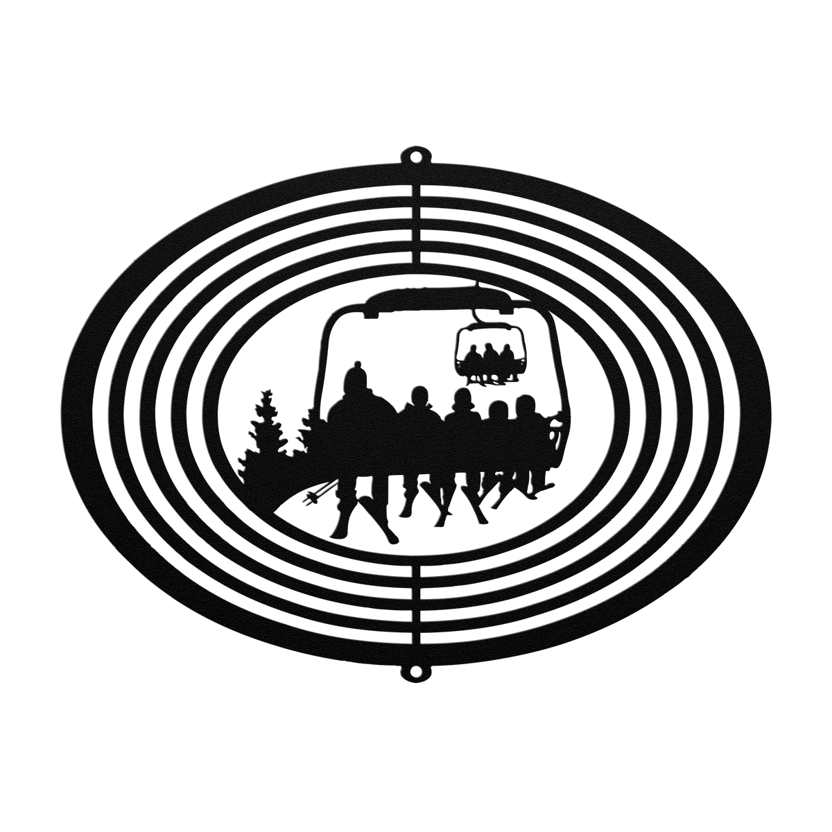 PERSONALIZED WIND SPINNER - 1 SKIING PARENT, 4 SKIING Children - MADE IN THE USA 🇺🇸