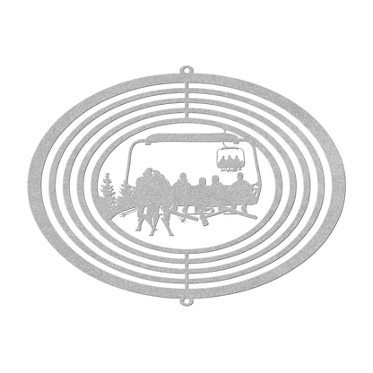 PERSONALIZED  WIND SPINNER - SKIING   MOM, SKIING DAD, AND 4 SNOWBOARDING Children- MADE IN THE USA 🇺🇸 - Powderaddicts