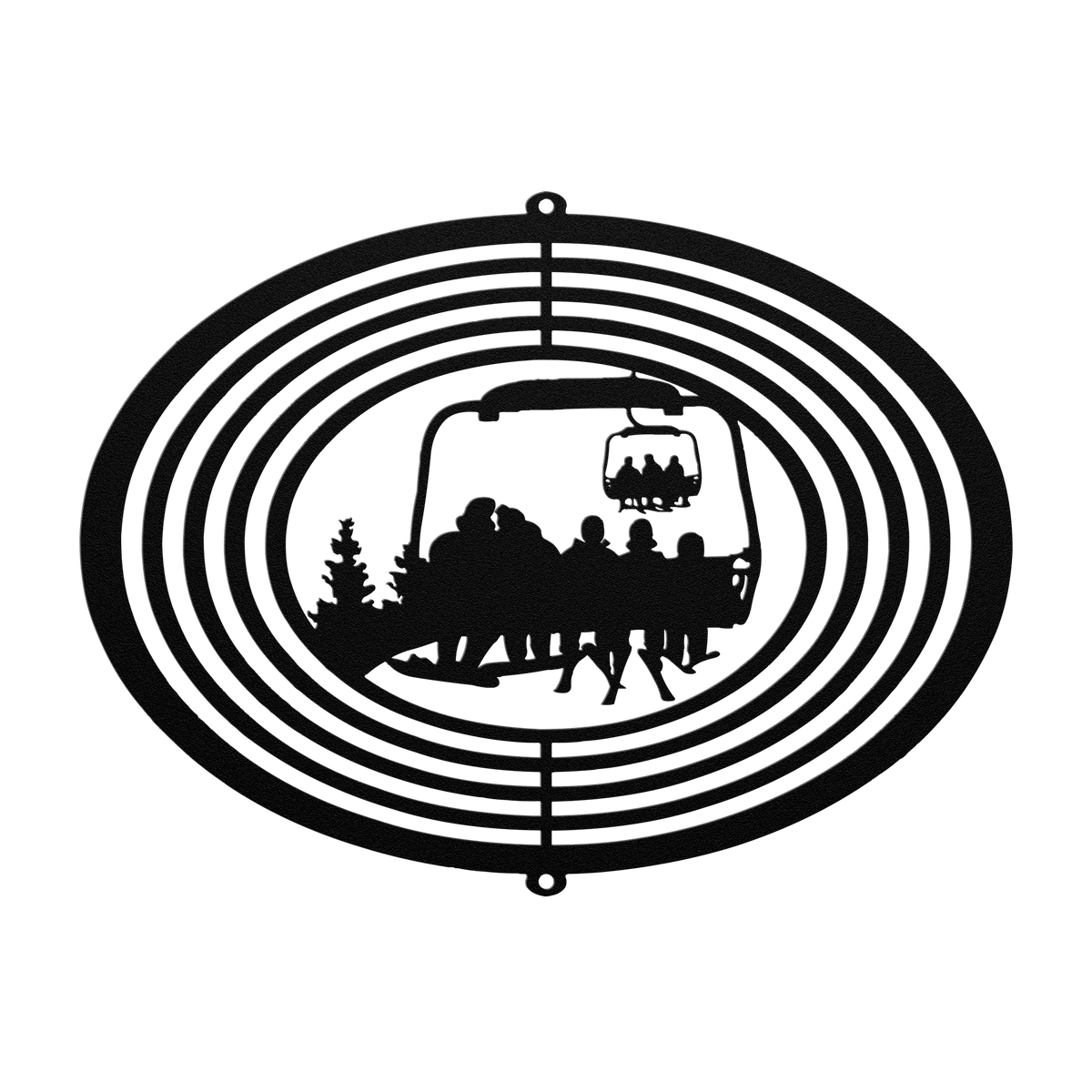 PERSONALIZED  WIND SPINNER - SNOWBOARDING MOM, SNOWBOARDING DAD, AND 3 SKIING  CHILDREN - MADE IN THE USA 🇺🇸