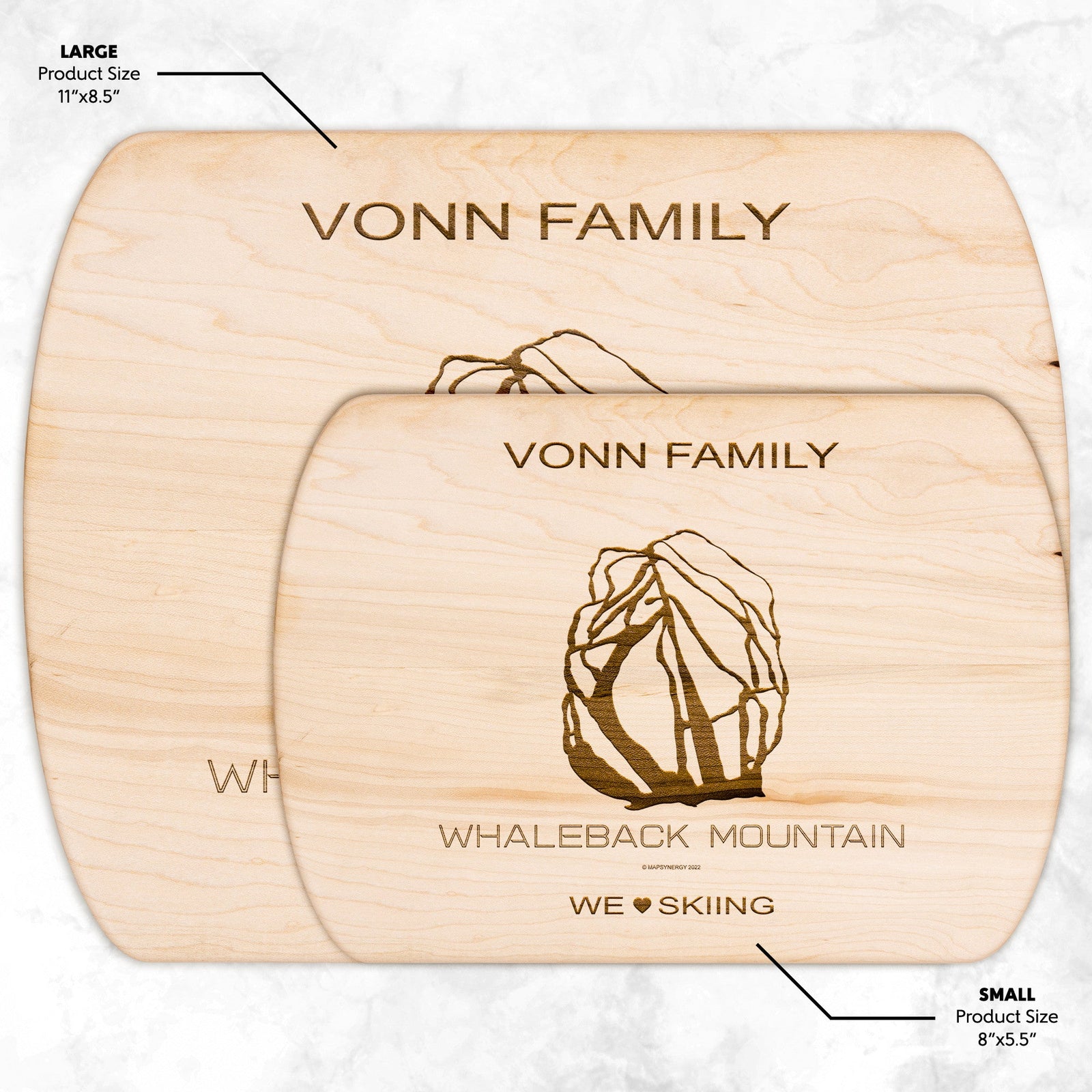 PERSONALIZED  Whaleback Mountain, New Hampshire SKI TRAIL MAP CUTTING BOARD