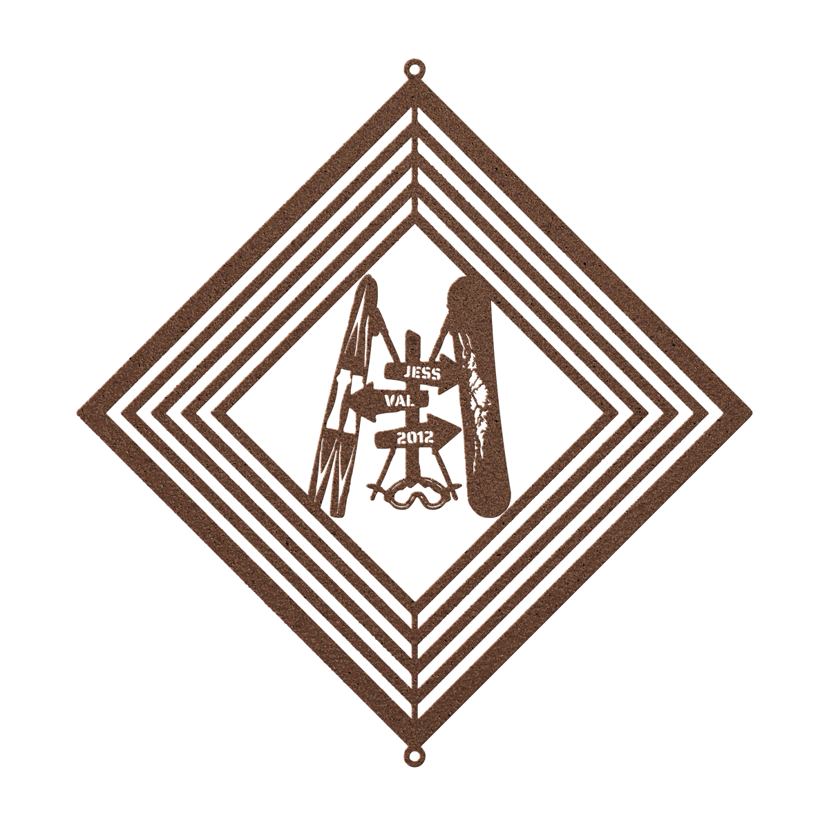 POWDER ADDICTS PERSONALIZED SKI AND RIDE COUPLE WIND SPINNER