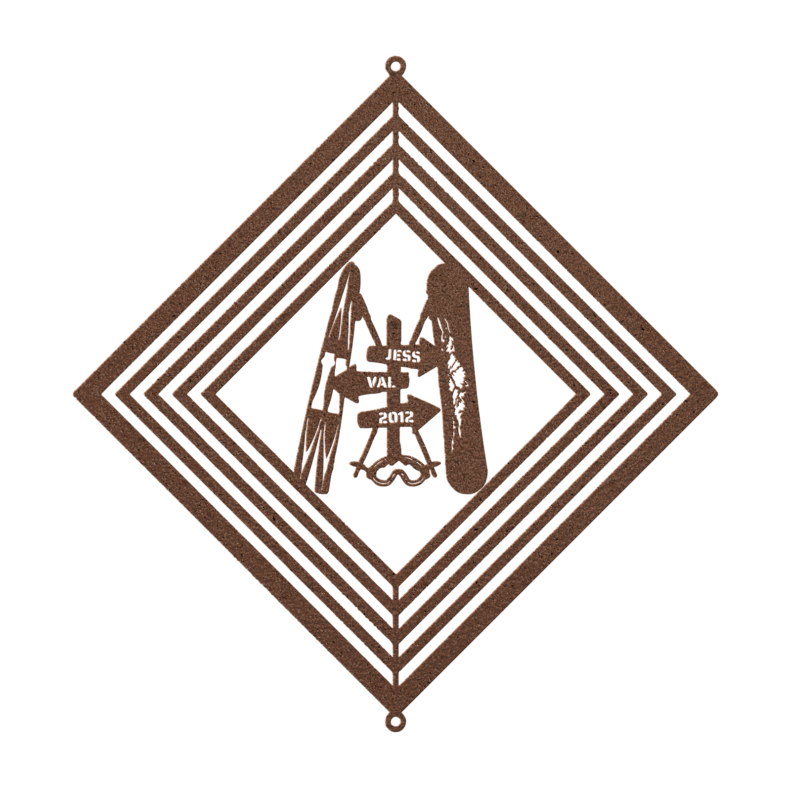 POWDER ADDICTS PERSONALIZED SKI AND RIDE COUPLE WIND SPINNER