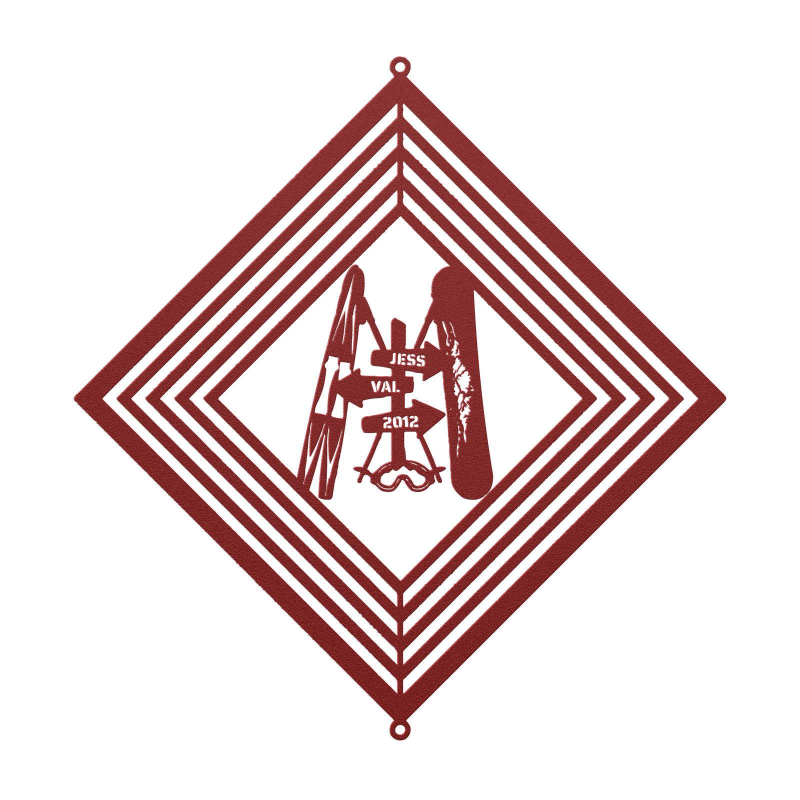 POWDER ADDICTS PERSONALIZED SKI AND RIDE COUPLE WIND SPINNER