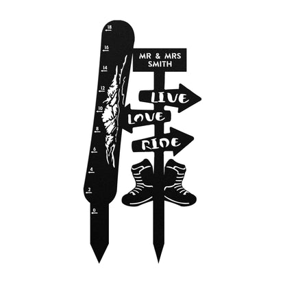 Personalized Metal Art Snow Gauge - Live Love Ride - Powderaddicts