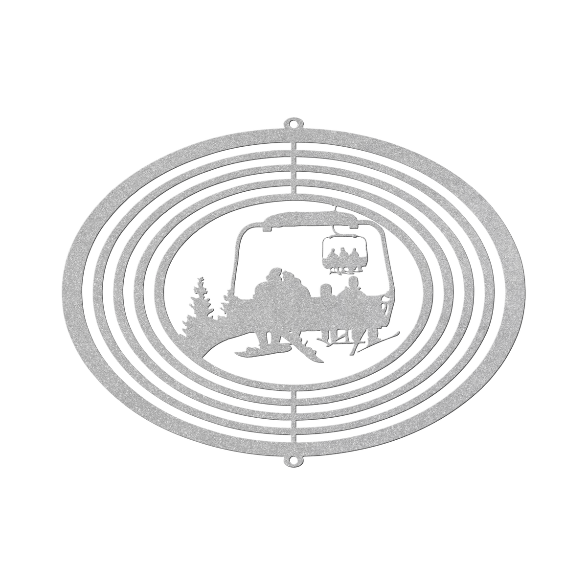 Personalized Wind Spinner -Snowboarding Parents And 2 Skiing Children- MADE IN THE USA 🇺🇸