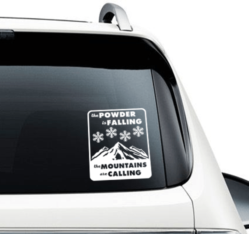 Powder Is Falling Mountains Are Calling Car Decal - Powderaddicts