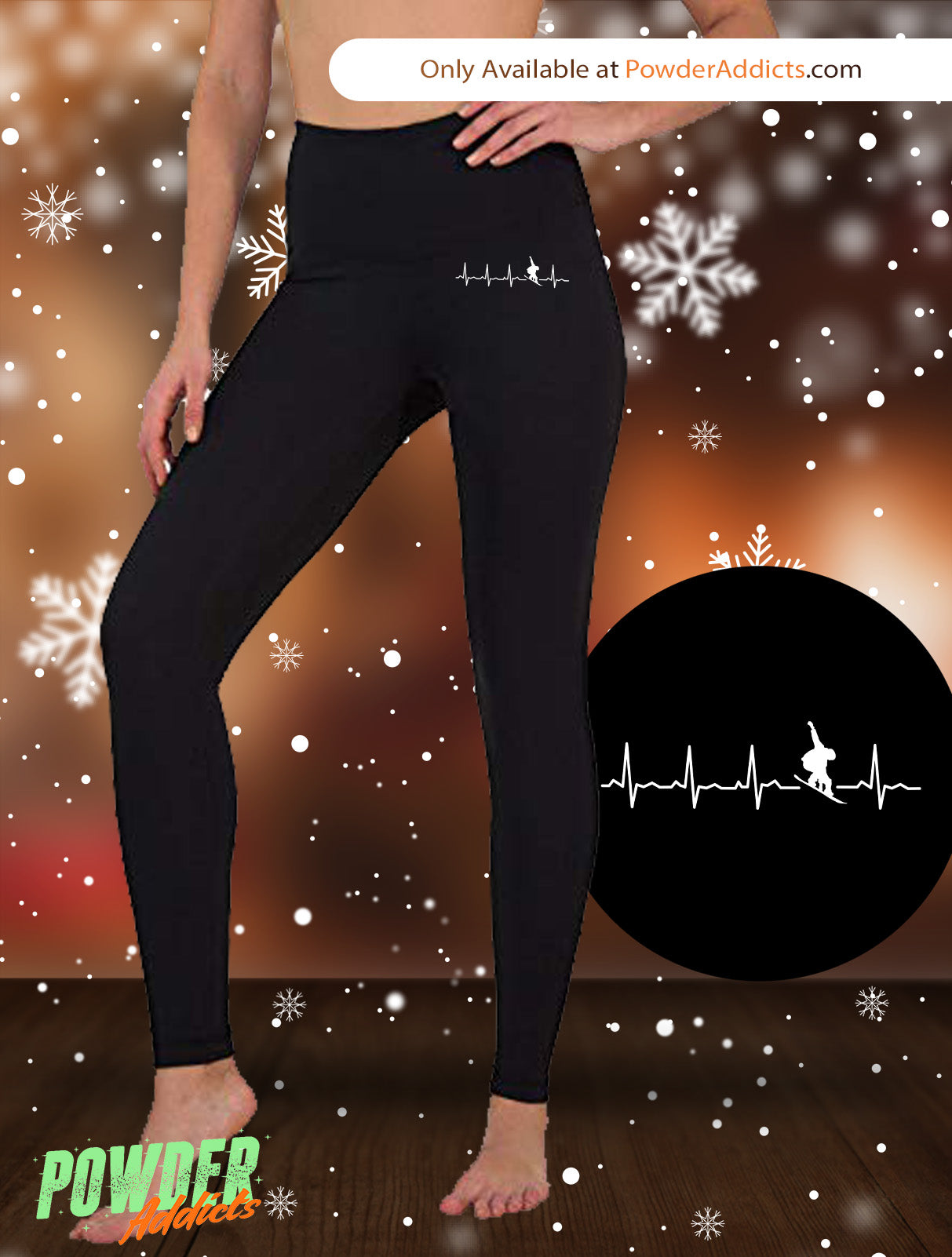 Snowboard is My Heartbeat Women's Embroidered Leggings - Powderaddicts