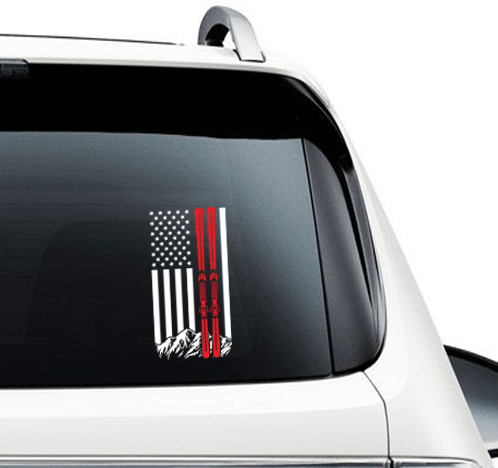 USA Ski Flag Car Sticker - Powderaddicts
