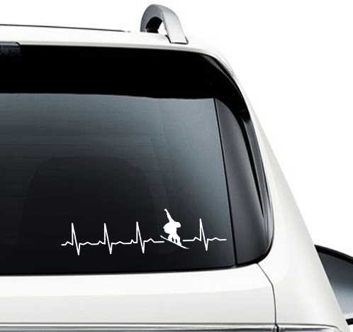 Snowboard Heartbeat - Car Decal - Powderaddicts