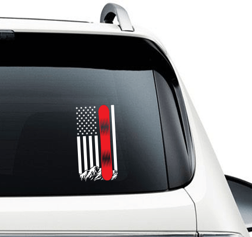 USA Snowboard Flag Car Sticker - Powderaddicts