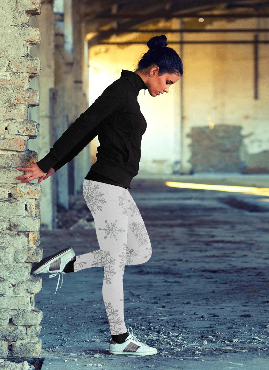 White and Gray Snow Leggings - Powderaddicts