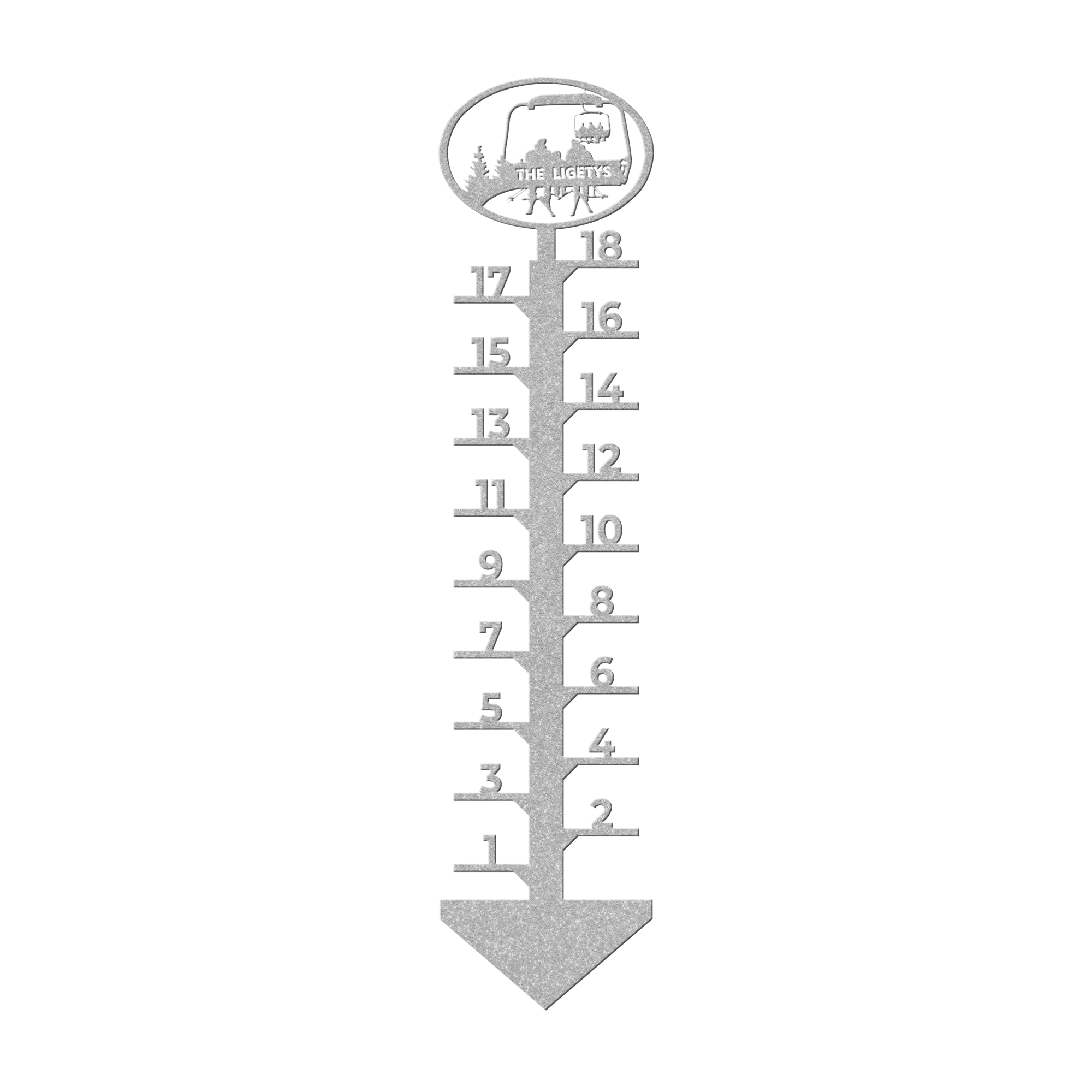 PERSONALIZED CHAIRLIFT SNOW GAUGE-2 SKIING PARENTS, 1 SKIING CHILD - MADE IN THE USA 🇺🇸