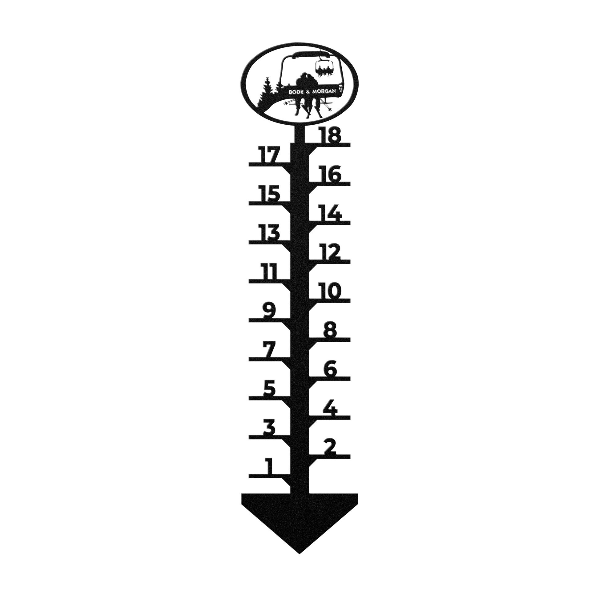 PERSONALIZED CHAIRLIFT SNOW GAUGE - 2 SKIING PARENTS, 3 SKIING CHILDREN - MADE IN THE USA 🇺🇸 - Powderaddicts