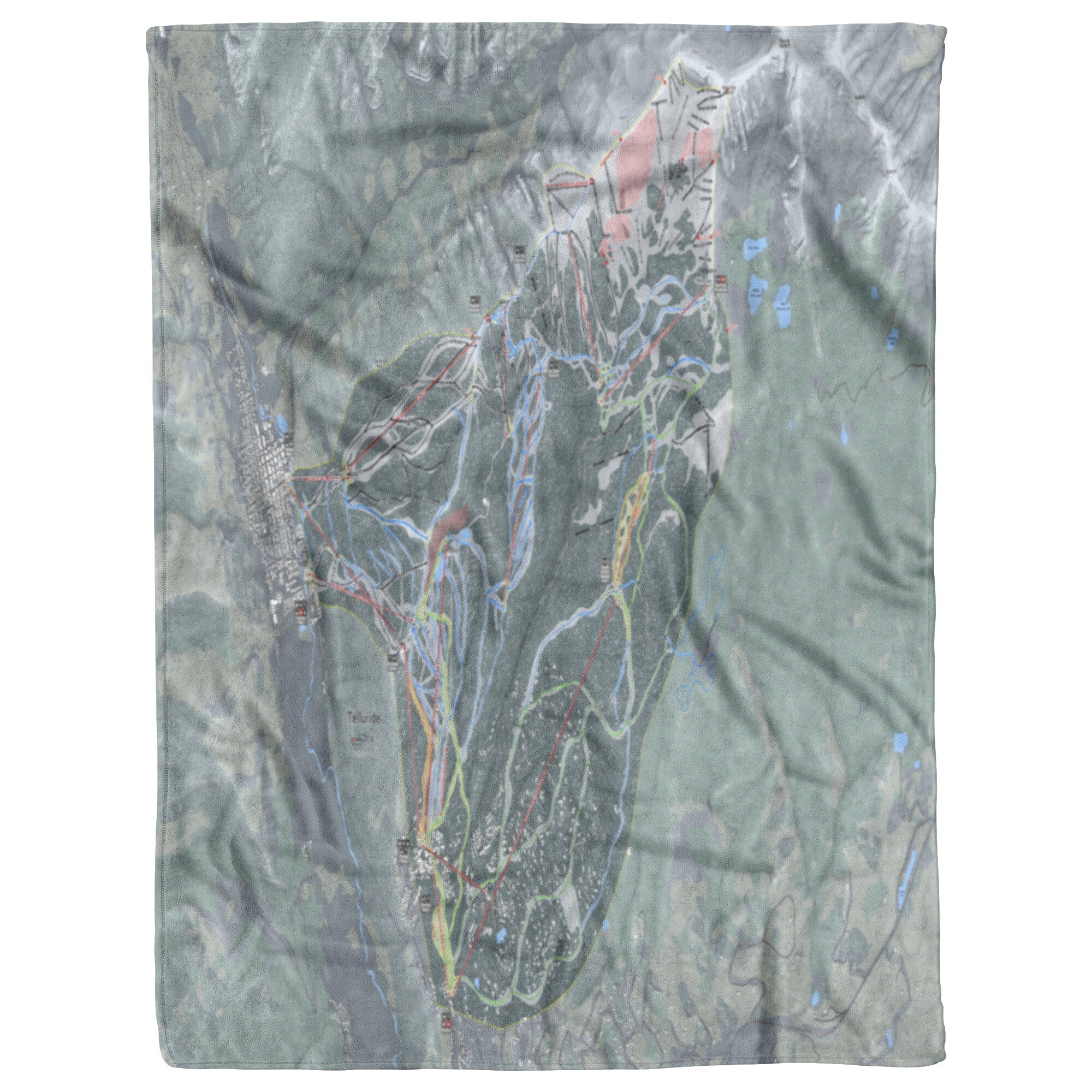 Telluride, Colorado Ski Trail Map Blanket
