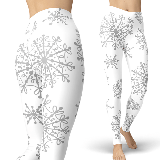 White and Gray Snow Leggings - Powderaddicts