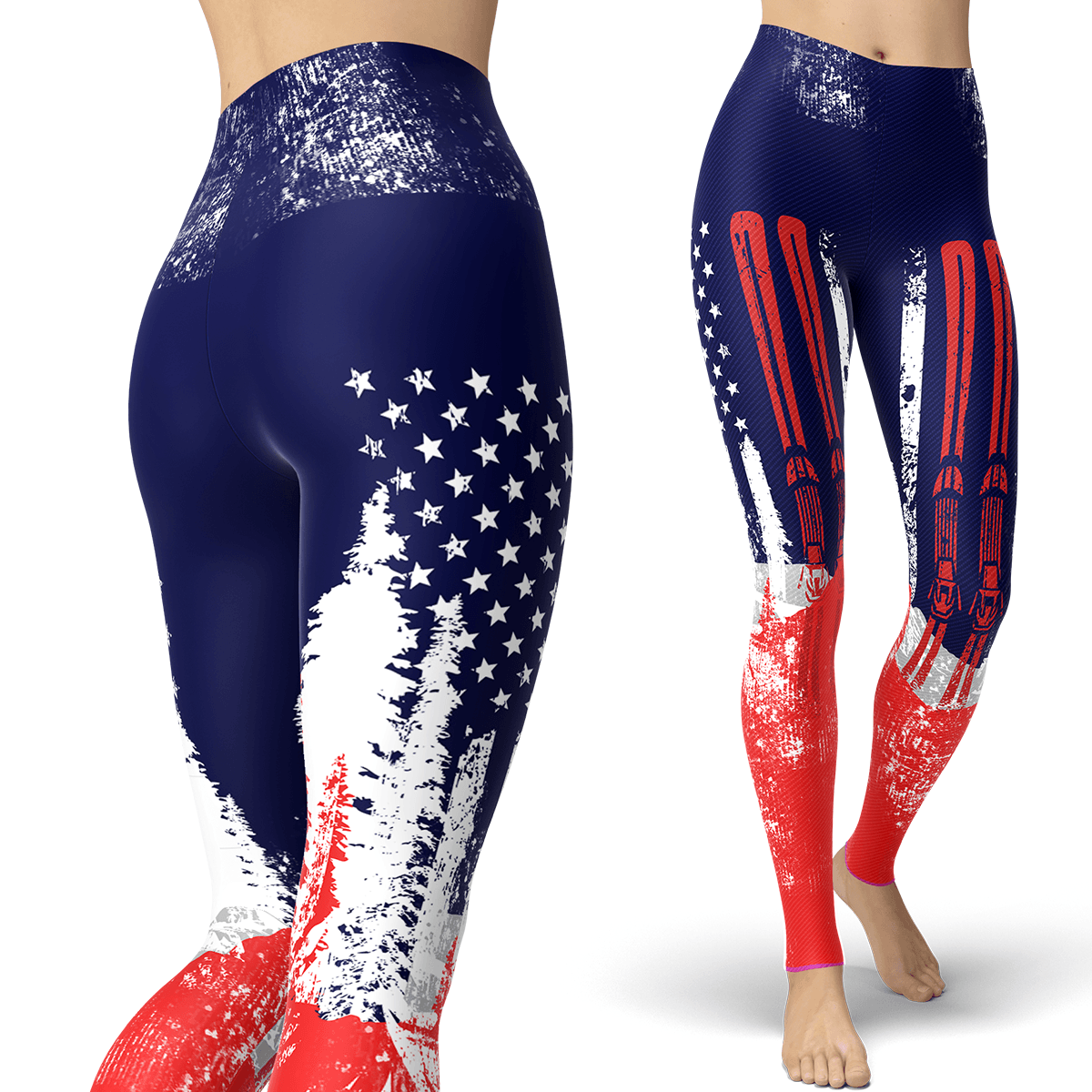 USA Ski Flag Red Leggings - Powderaddicts