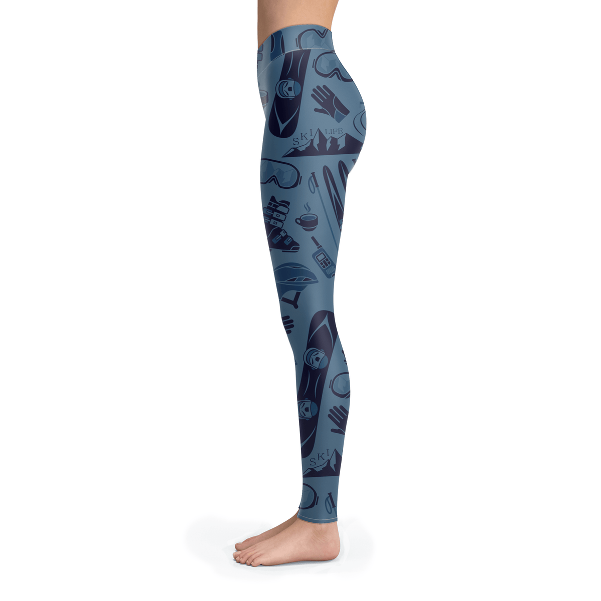 Ski and Snowboard Blue Patterns Leggings - Powderaddicts