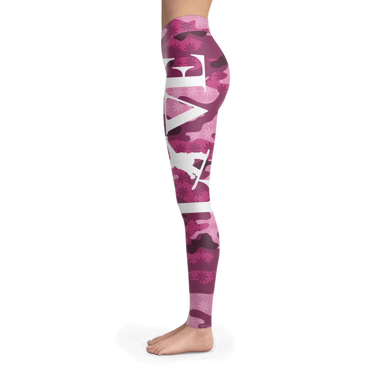 Love Snowboard Pink Pattern Leggings - Powderaddicts