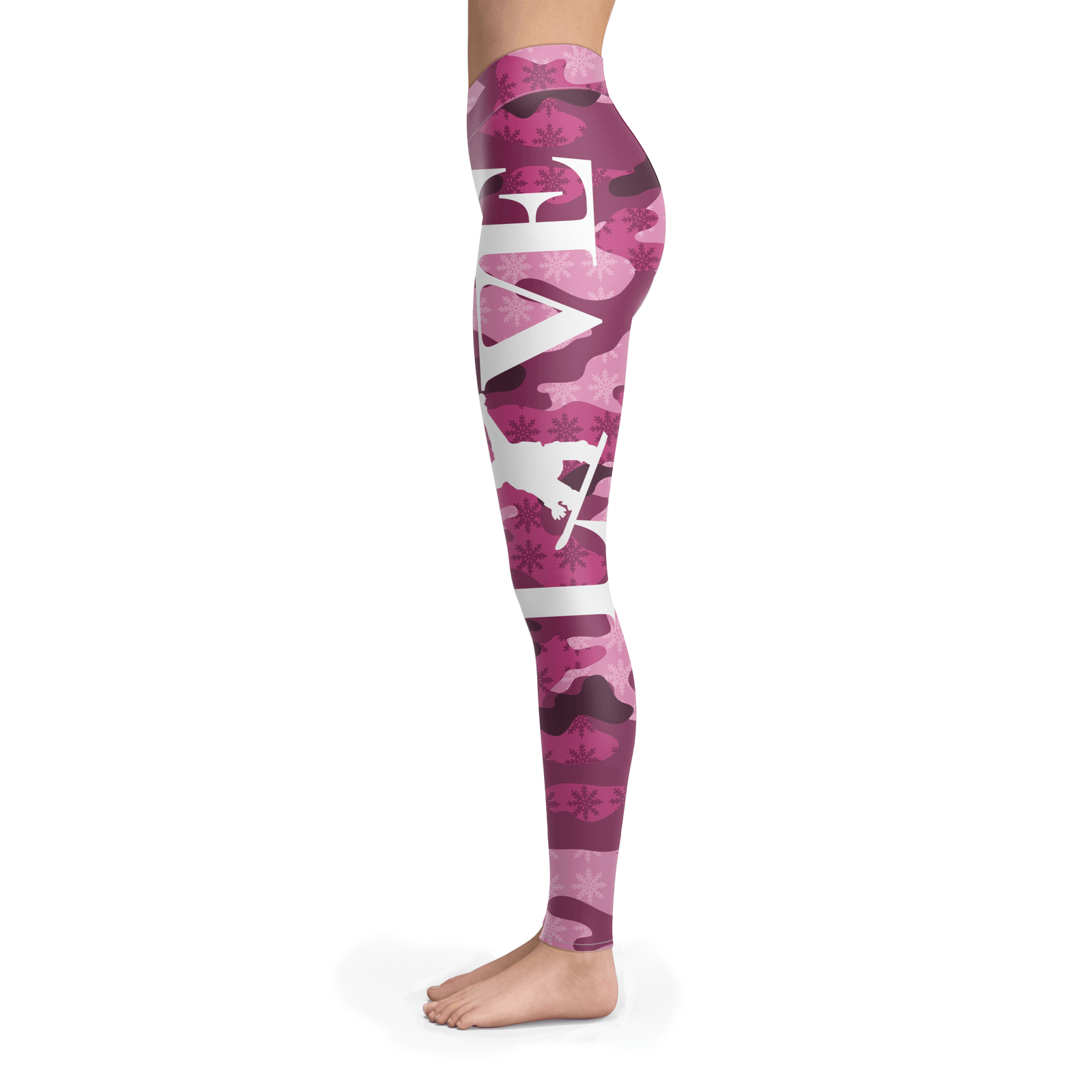 Love Snowboard Pink Pattern Leggings - Powderaddicts