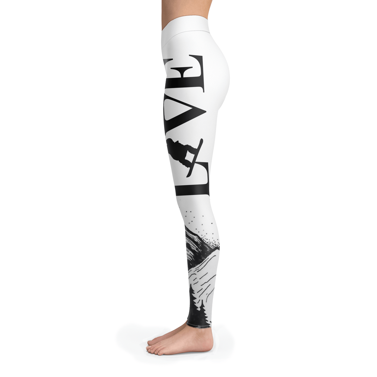 Love Snowboard All White Leggings - Powderaddicts