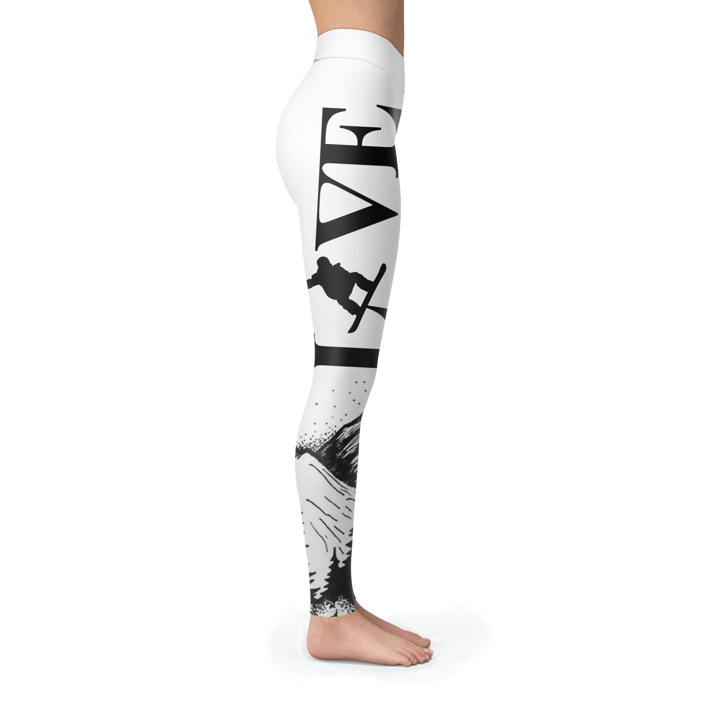 Love Snowboard All White Leggings - Powderaddicts