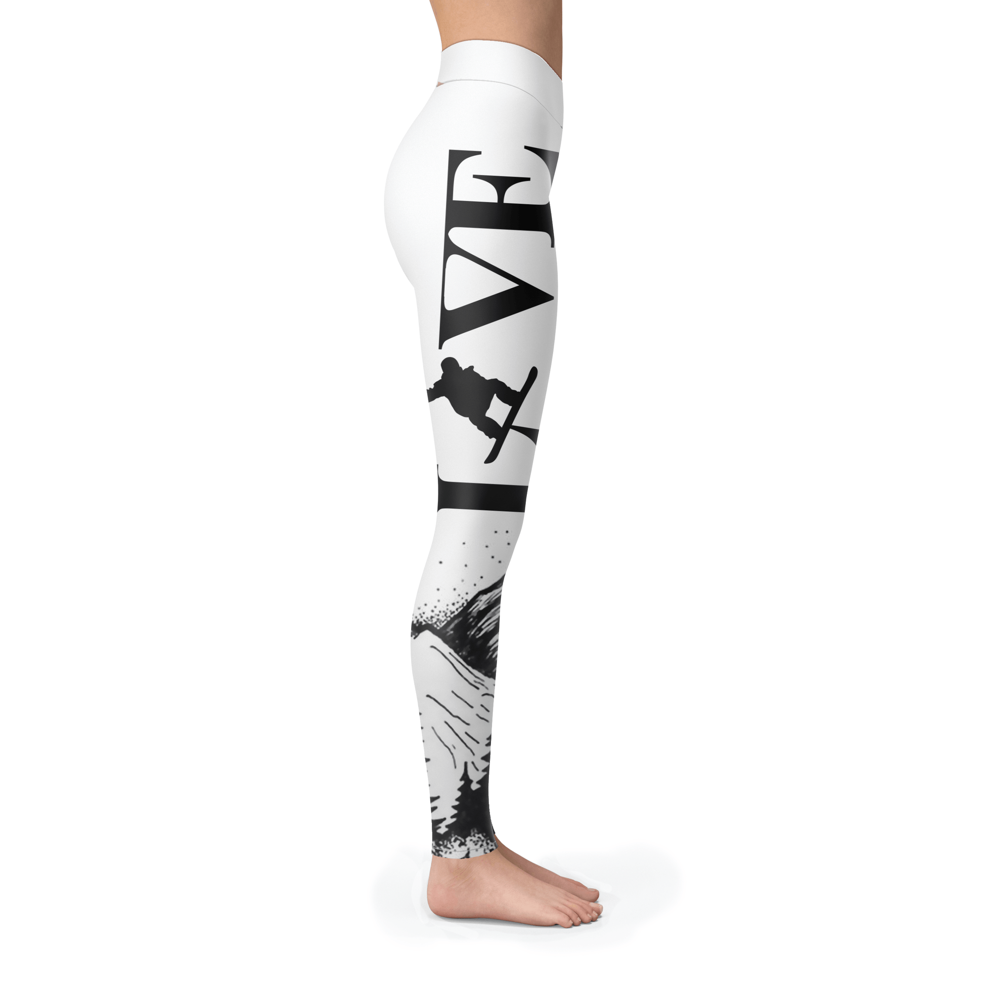 Love Snowboard All White Leggings - Powderaddicts