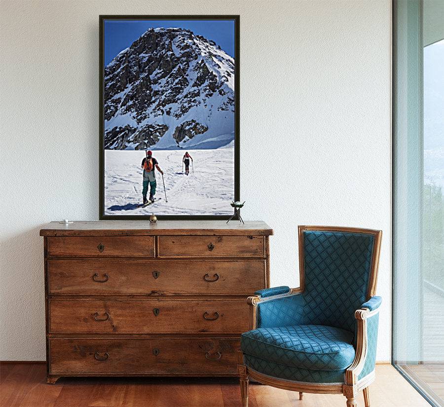 A couple telemark skiing on the Ruth Glacier - Powderaddicts