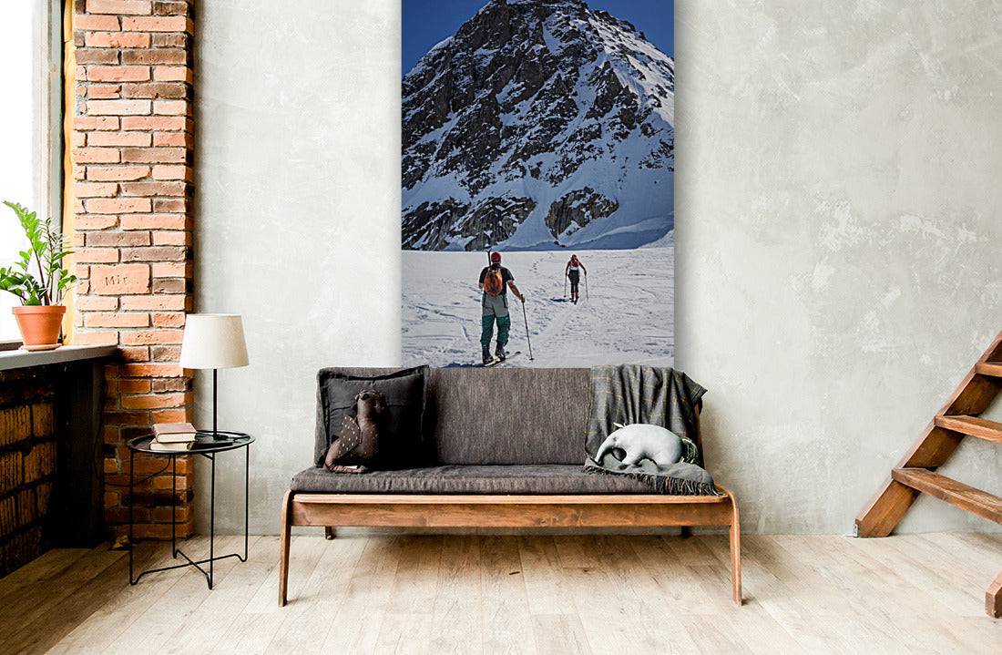 A couple telemark skiing on the Ruth Glacier - Powderaddicts