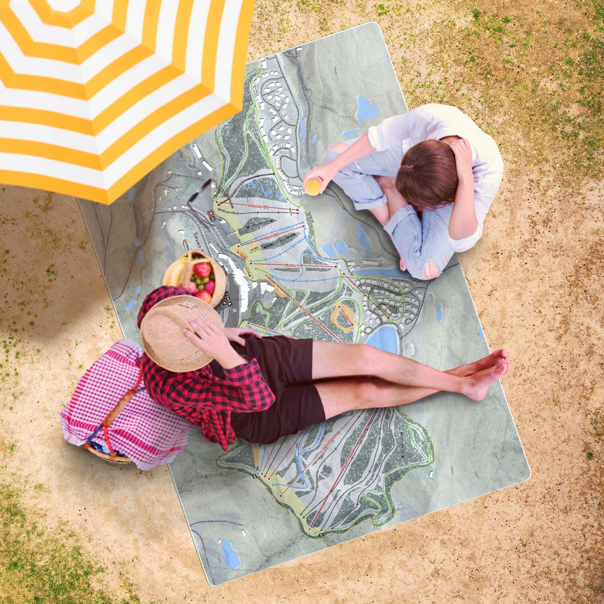 Seven Springs, Pennsylvania Ski Resort Map Printed Beach Towel - Powderaddicts